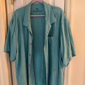 Tommy Bahama Teal Embroidered Men's Shirt / Tropical & Floral Theme / XXL